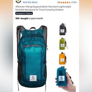 4Monster Teal Compact-able Backpack